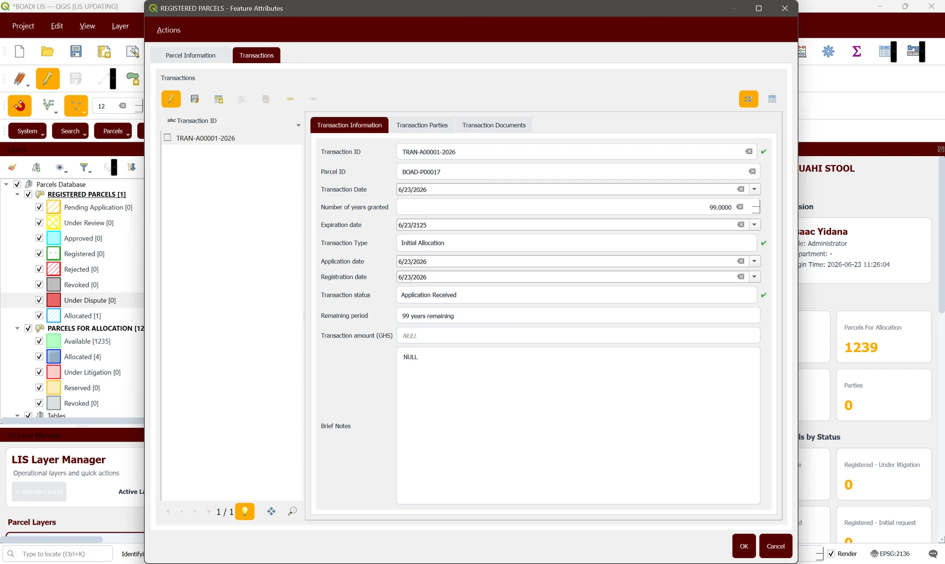 Registration workflow applicant details